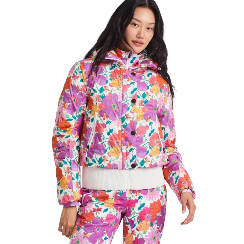 NWT Love Shack Fancy Bogner Sella D Puffer Jacket In Magenta Disco Light